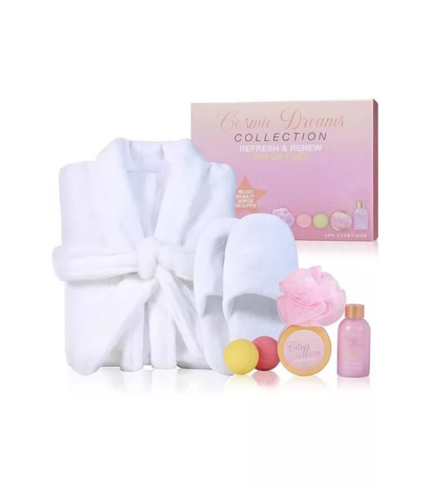 7Pcs Spa Bathrobe and Slippers Gift Set