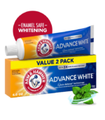 ARM & HAMMER Advanced White Extreme Whitening Toothpaste, TWIN PACK (Contains Two 6oz Tubes) -Clean Mint- Fluoride Toothpaste