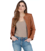 'Aliona' Real Leather Fashion Jacket Women Coat