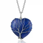 Bestyle Tree of Life Heart Crystal Necklaces for Women Girls, Moonstone Necklace Spetember Birthstone Pendant Jewelry Gift