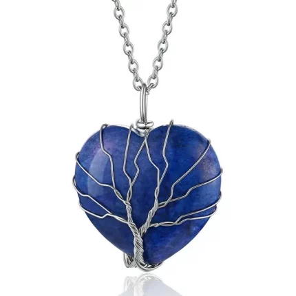 Bestyle Tree of Life Heart Crystal Necklaces for Women Girls, Moonstone Necklace Spetember Birthstone Pendant Jewelry Gift