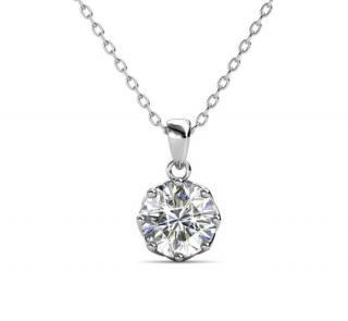 Cate & Chloe Eden 18k White Gold Plated Silver Pendant Necklace with Swarovski Crystal Solitaire Necklace for Women