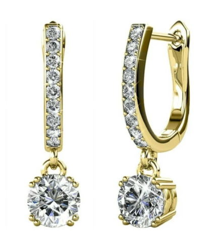 Cate & Chloe McKenzie 18k Yellow Gold Plated Drop Dangle Crystal Earrings with Swarovski Crystals Gold Jewelry for Women, Gift for Her