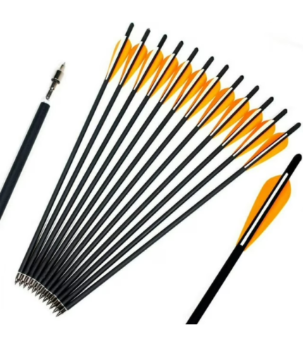 12pcs 20" Carbon Shaft Bio Crossbow Bolts Arrows Screw-in Removable Arrowhead Moon Nocks for Archery Hunting