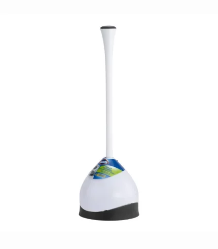 Clorox Hideaway Toilet Plunger with Caddy, White, 19.5in