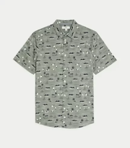 Easy Iron Pure Cotton Geometric Print Shirt