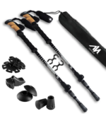 IC ICLOVER Trekking Poles - Carbon Fiber with Cork Grip, Collapsible Hiking Poles for Backpacking Gear - Pair of 2 Walking Sticks for Hiking