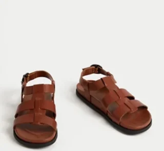 Leather Ankle Strap Footbed Sandals