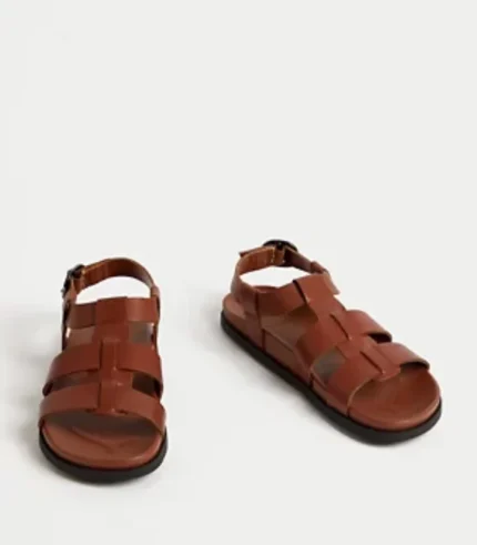 Leather Ankle Strap Footbed Sandals