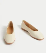 Leather Square Toe Ballet Pumps