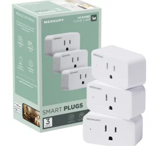 Merkury Smart Wi-Fi Plug, Compatible with Alexa and Google Assistant, 3 Pack, White 15 Amp