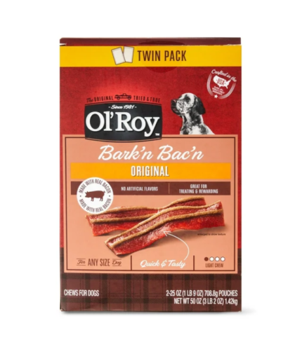 Ol' Roy Bark'n Bac'n Dog Treats, Original, Twin Pack