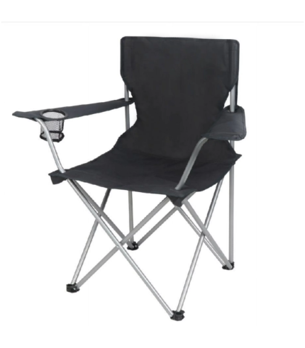 Ozark Trail Adult Basic Quad Folding Camp Chair with Cup Holder, Black