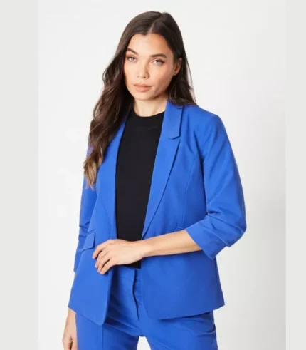 Petite Ruched Sleeve Blazer