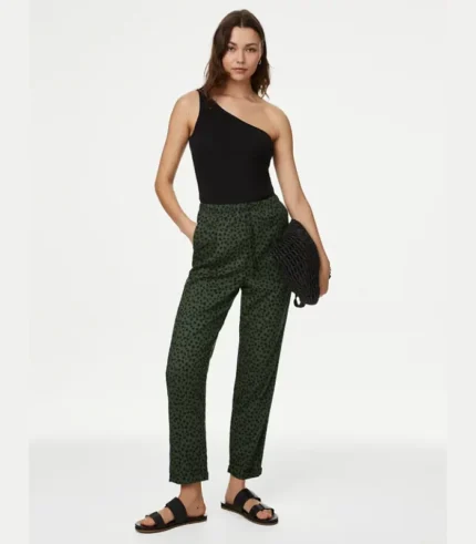 Printed Tapered Ankle Grazer Trousers