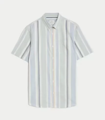 Pure Cotton Mens Striped Oxford Shirt