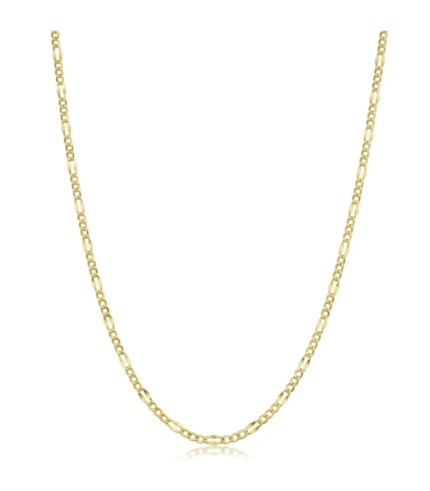 10k Solid Yellow Gold Figaro Link Chain Necklace (2.3 mm, 18 inch)