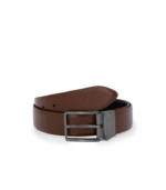 Dark Tan & Black Textured Reversible Leather Belt