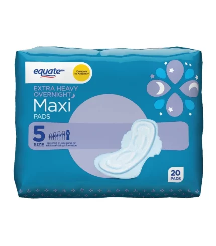 Equate Maxi Pads with Wings, Unscented, Extra Heavy Overnight (20 Count)