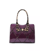 Glossy Patent Cross Bow Leopard Print Large Tote Shoulder Bag