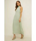 Petite Satin Halter Neck Midi Dress