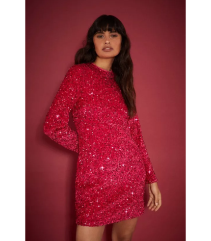 Petite Velvet Sequin Mini Dress