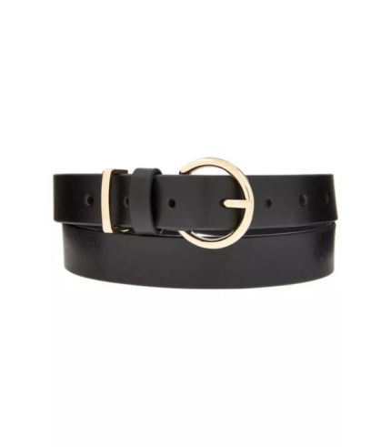 Round Buckle Leather Jeans Belt