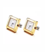 Square Clock Watch Cufflinks with Working Movement and Battery