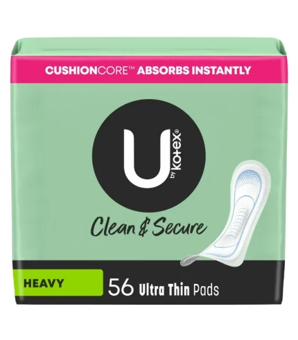 U by Kotex Clean & Secure Ultra Thin Pads, Heavy Absorbency, 56 Count