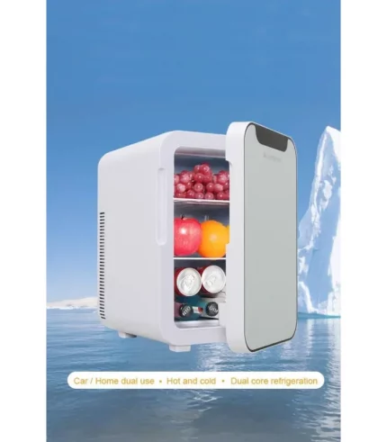 16L Dual-Use Mini Refrigerator with Glass Door