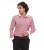 Button Down Stripe Dress Shirt With Classic Collar