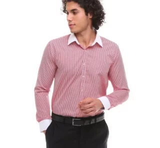 Button Down Stripe Dress Shirt With Classic Collar