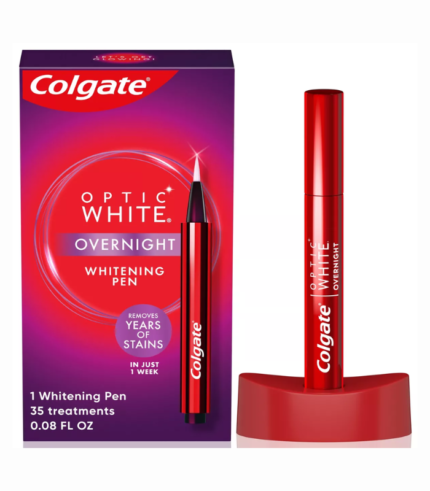 Colgate Optic White Overnight Teeth Whitening Pen, Teeth Stain Remover to Whiten Teeth, 35 Nightly Treatments, Hydrogen Peroxide Gel - 0.08 fl oz