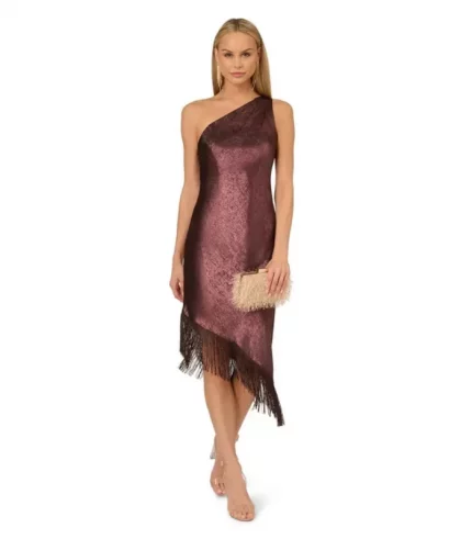 Foil Woven Cocktail Dress?colour=Wine