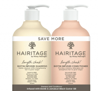 Hairitage Length Check Biotin & Castor Oil Shampoo and Conditioner 2-Pack for Hair Growth and Volume 13 fl oz_