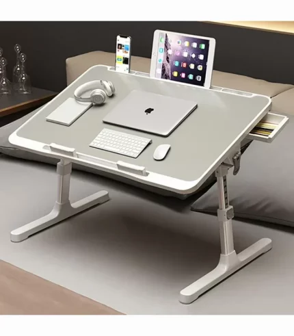 Laptop Desk for Bed, Adjustable Bed Table, Foldable Laptop Table with Storage Drawer, Portable Laptop Bed Desk Tray for Eating Working Writing Reading