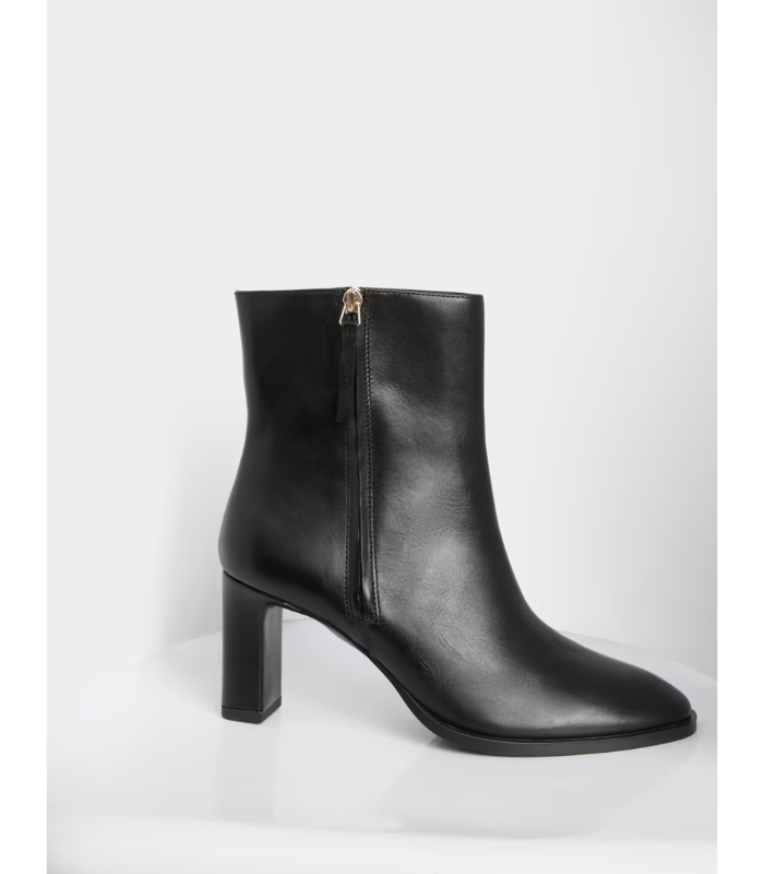 Leather Block Heel Ankle Boots