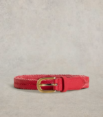 Leather Plaited Skinny Belt