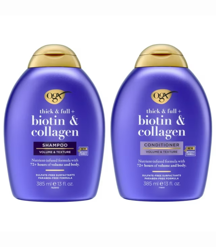 OGX Thick & Full + Biotin & Collagen Volumizing Hair Shampoo and Conditioner Duo, 13 fl oz