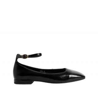 Patent Ankle Strap Flat Ballet Pumps