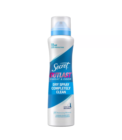 Secret Outlast Dry Spray Antiperspirant Deodorant for Women - Completely Clean - 4.1oz