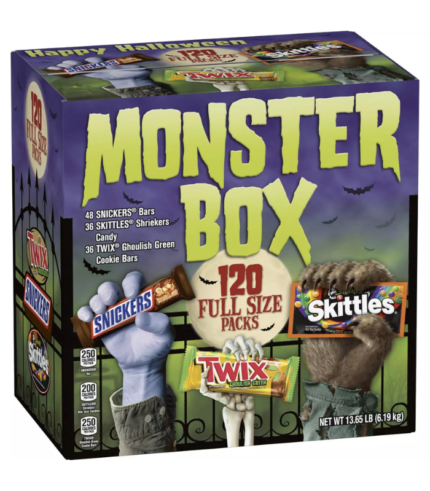 Snickers Original, Twix Ghoulish Green & Skittles Shriekers Halloween Monster Box - 218.52oz