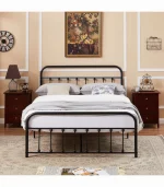 VECELO Victorian Style Metal Platform Bed Frame with Headboard & Footboard, Classic Mattress Foundation with Under-Bed Storage, No Box Spring Needed