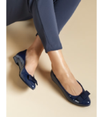 Wide Fit Patent Bow Flat Pumps