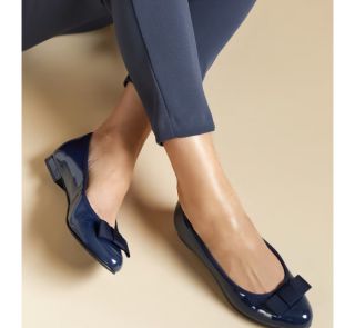 Wide Fit Patent Bow Flat Pumps