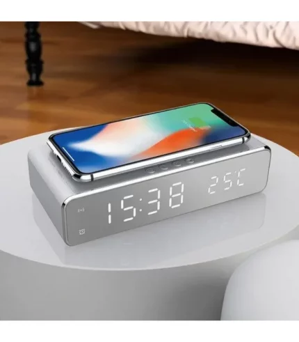 Wireless Charging Silver Alarm Clock by InGenious