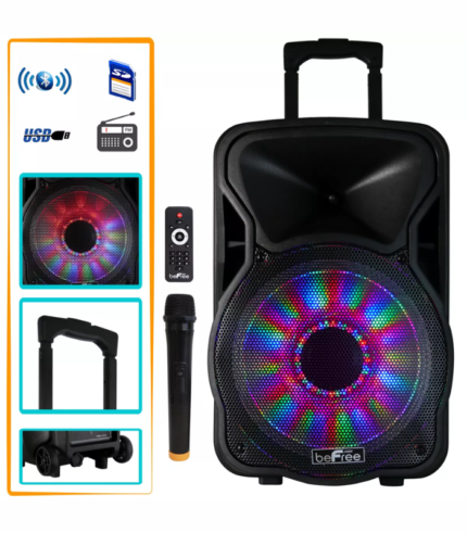 beFree Sound 12 Inch 2500 Watt Bluetooth Rechargeable Portable Party PA Speaker