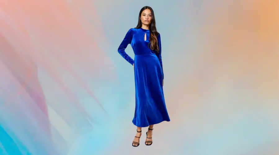 Velvet Keyhole Midi Dress