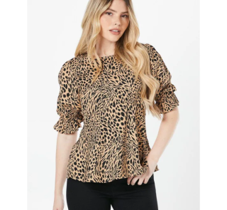 Animal Button Back Tea Blouse