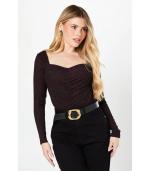 Berry Animal Ruched Front Top